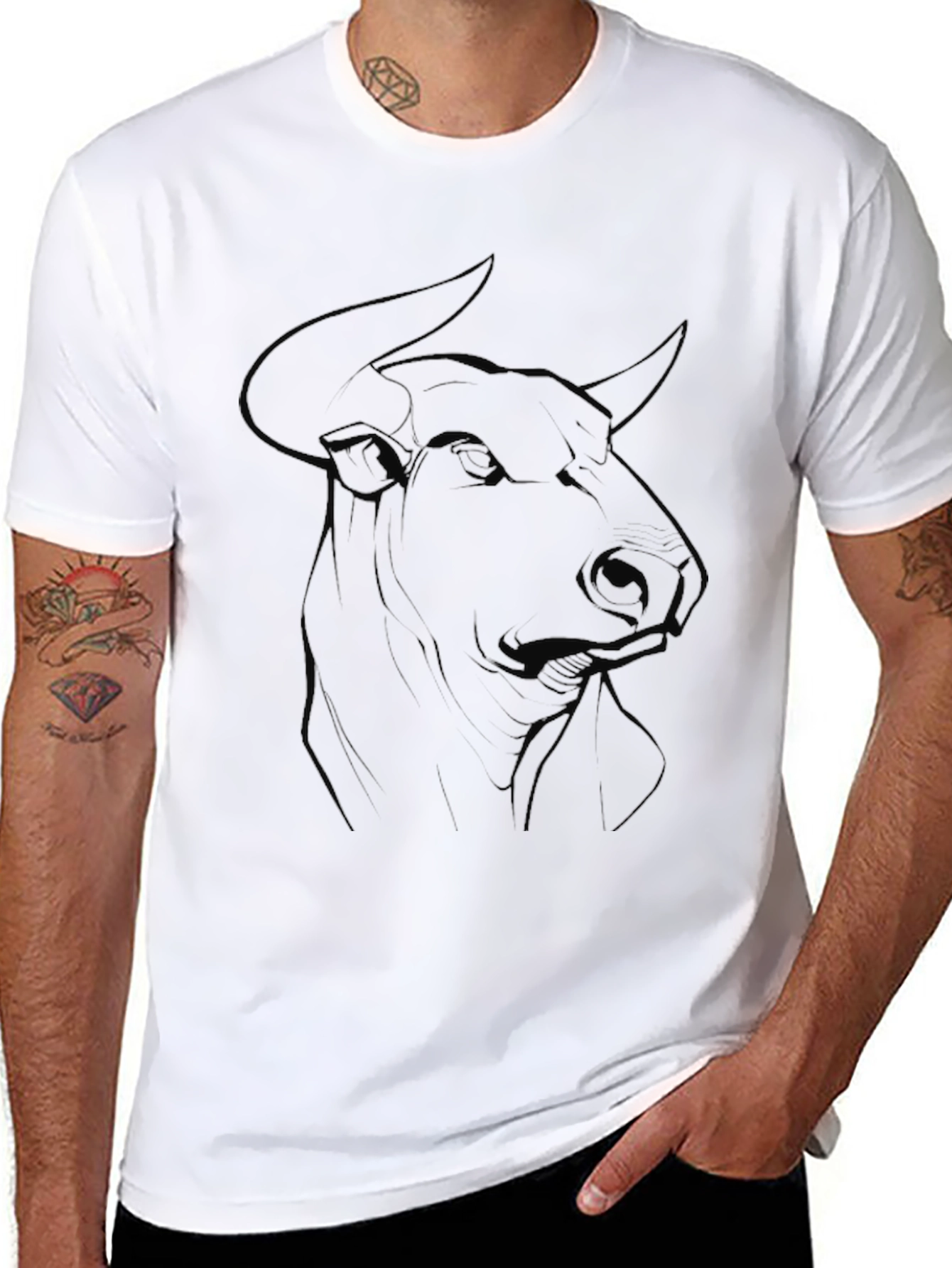 Bull Sketch Black T-Shirt