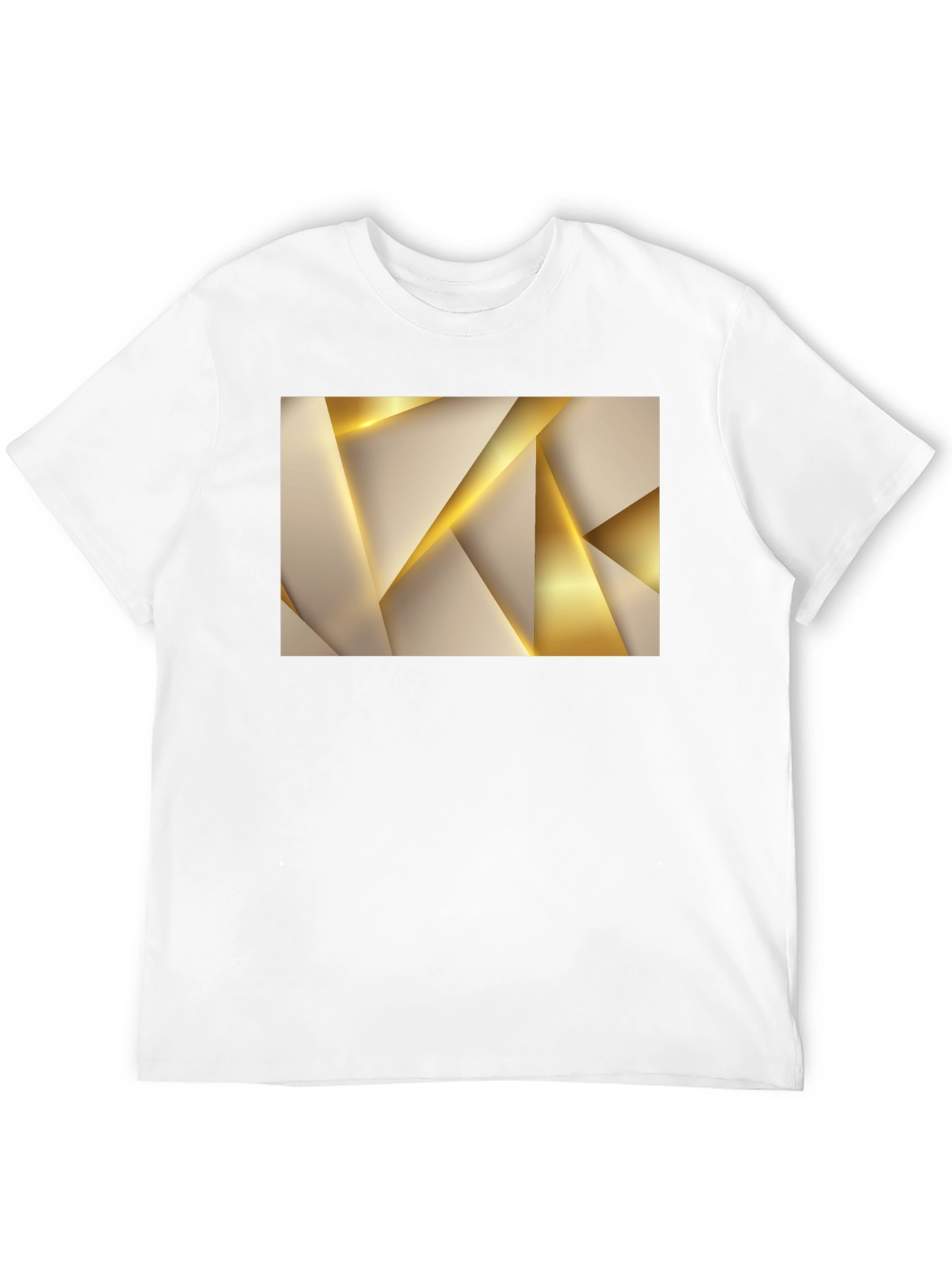 Abstract Gold Geometric Graphic Black T-Shirt