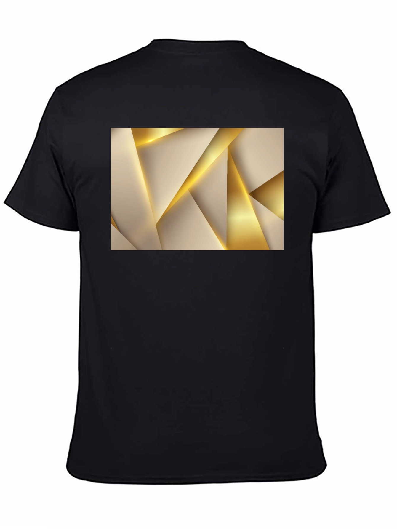 Abstract Gold Geometric Graphic Black T-Shirt