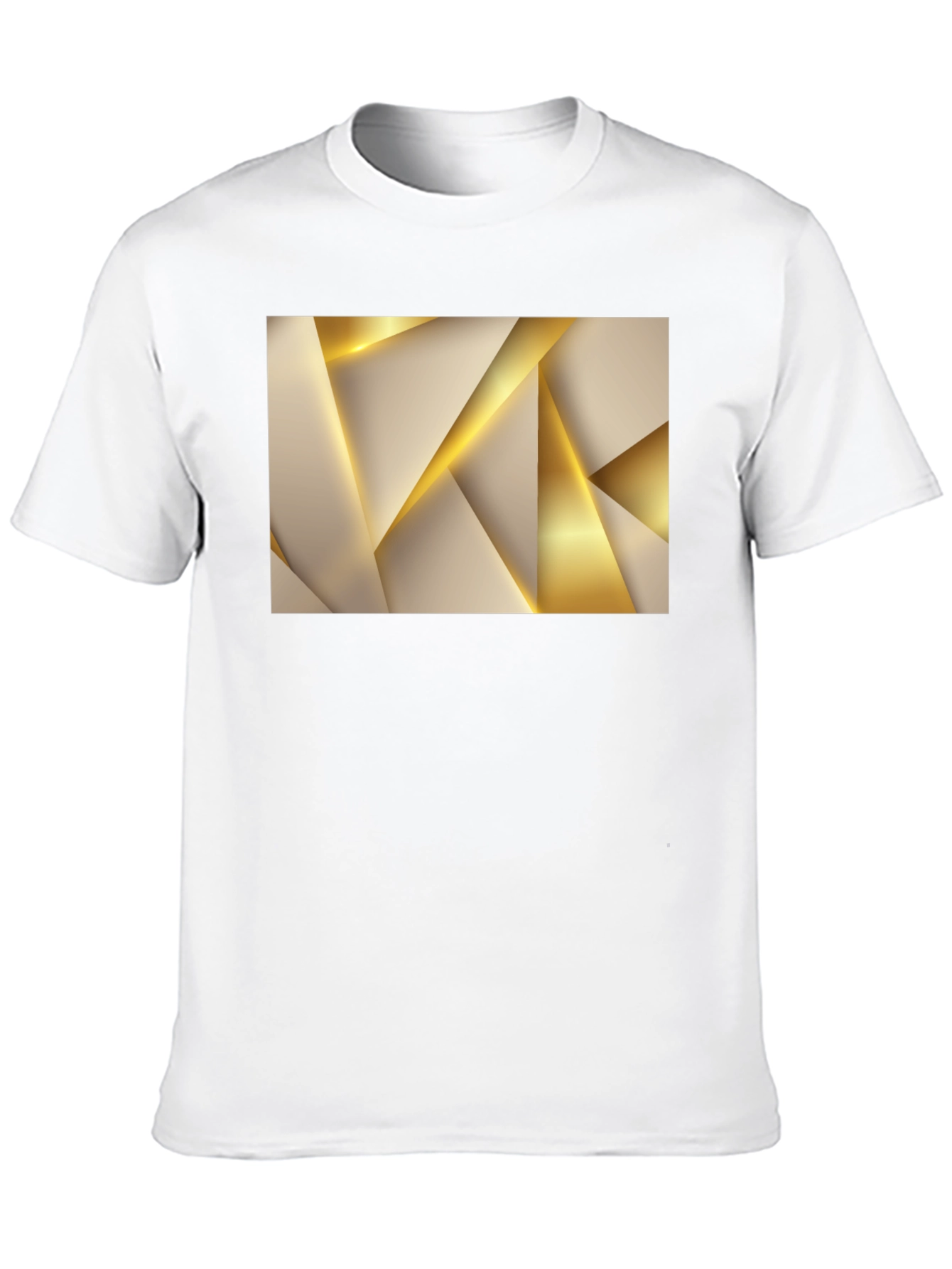 Abstract Gold Geometric Graphic Black T-Shirt