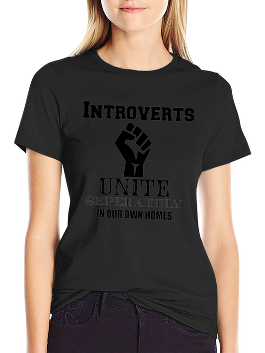 Introverts Unite T-Shirt - Black Cotton Graphic Tee