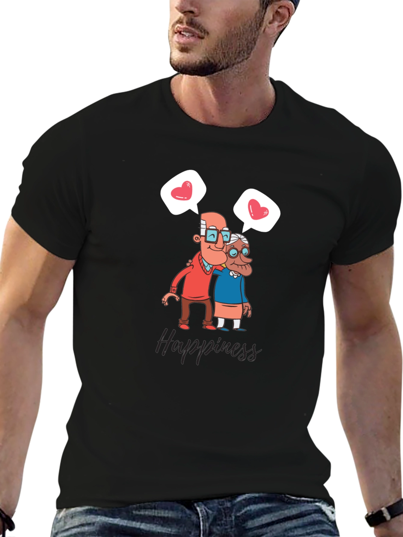 Happiness Graphic Tee - Sweet Old Couple Design