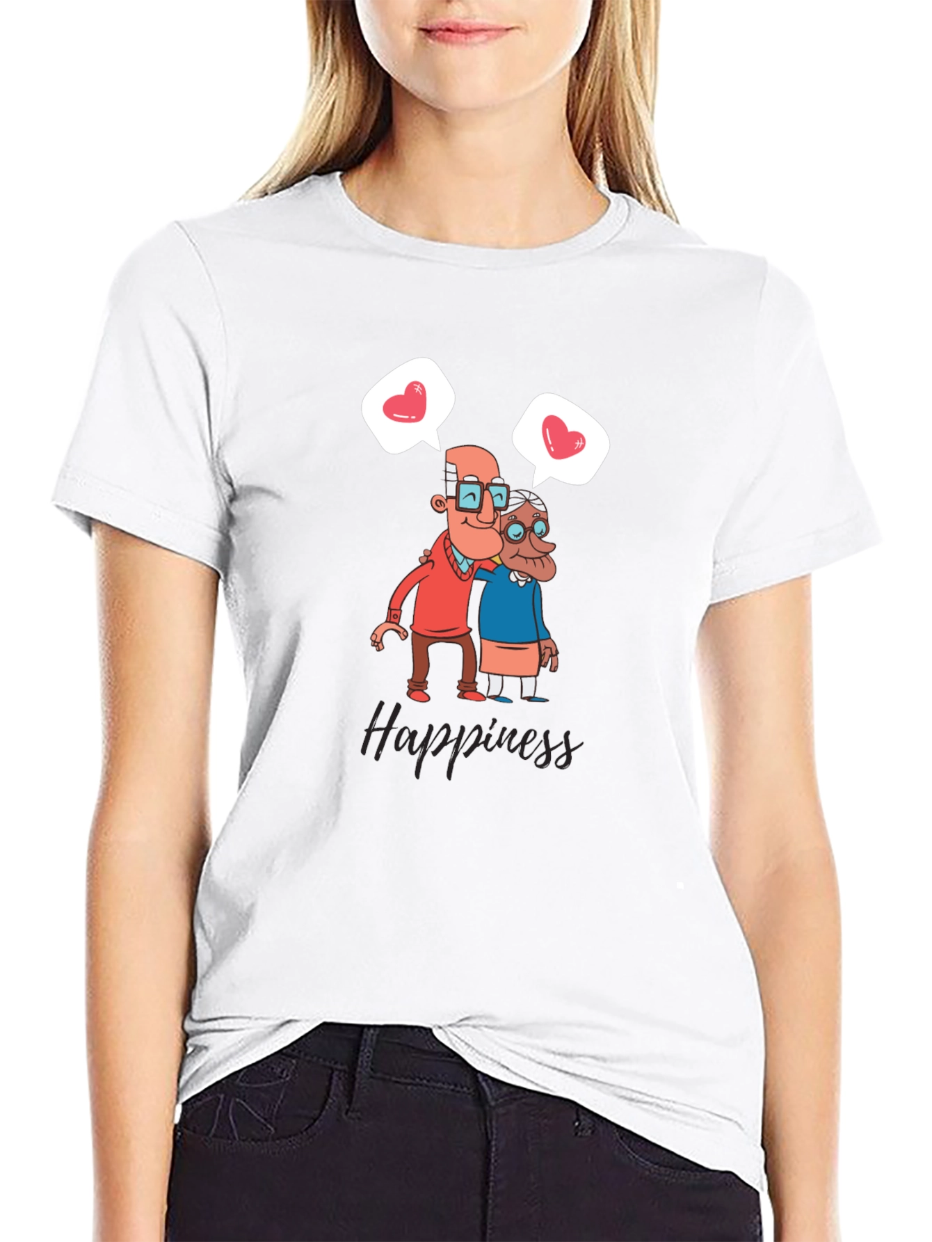 Happiness Graphic Tee - Sweet Old Couple Design