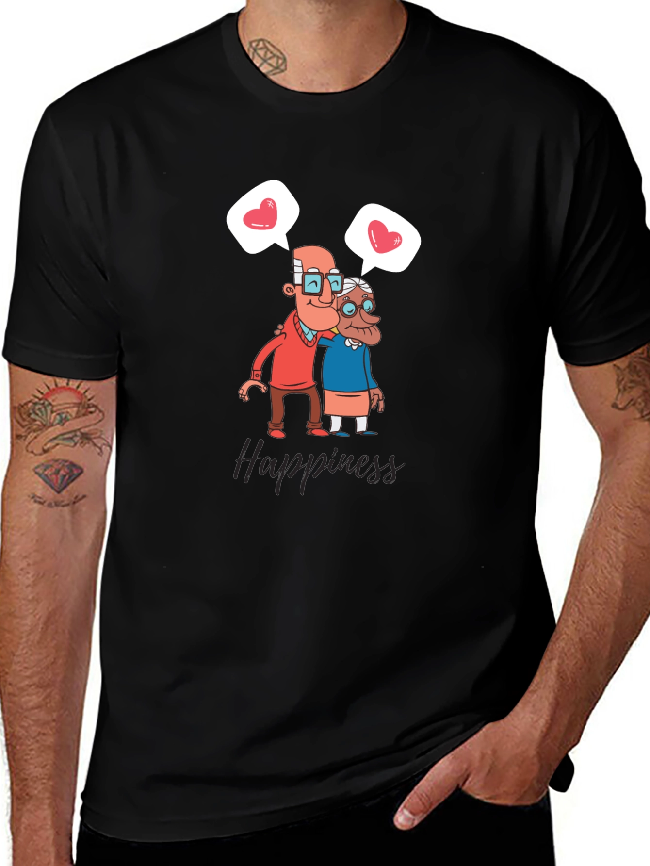 Happiness Graphic Tee - Sweet Old Couple Design