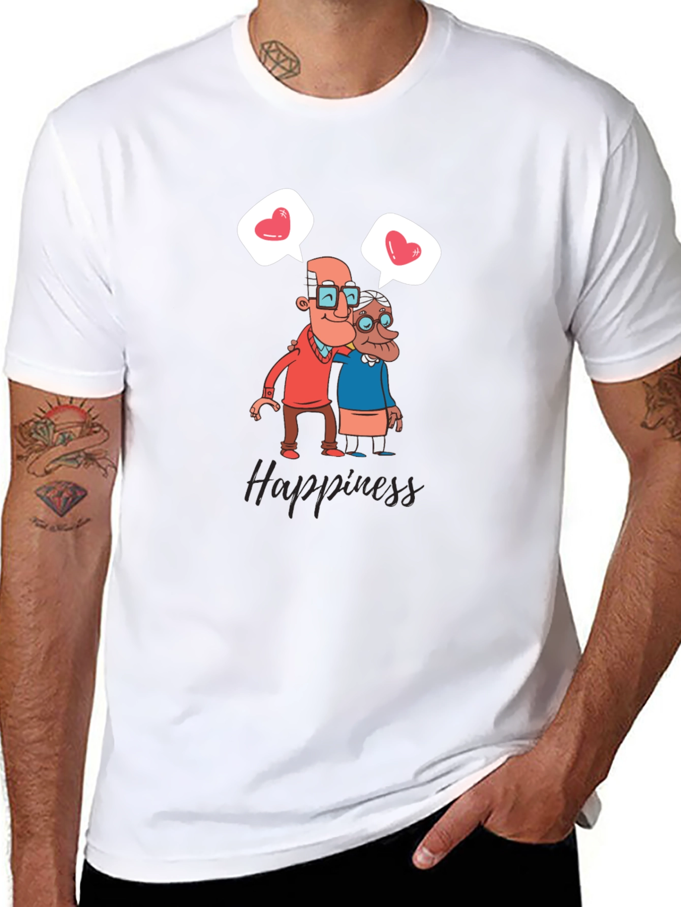Happiness Graphic Tee - Sweet Old Couple Design