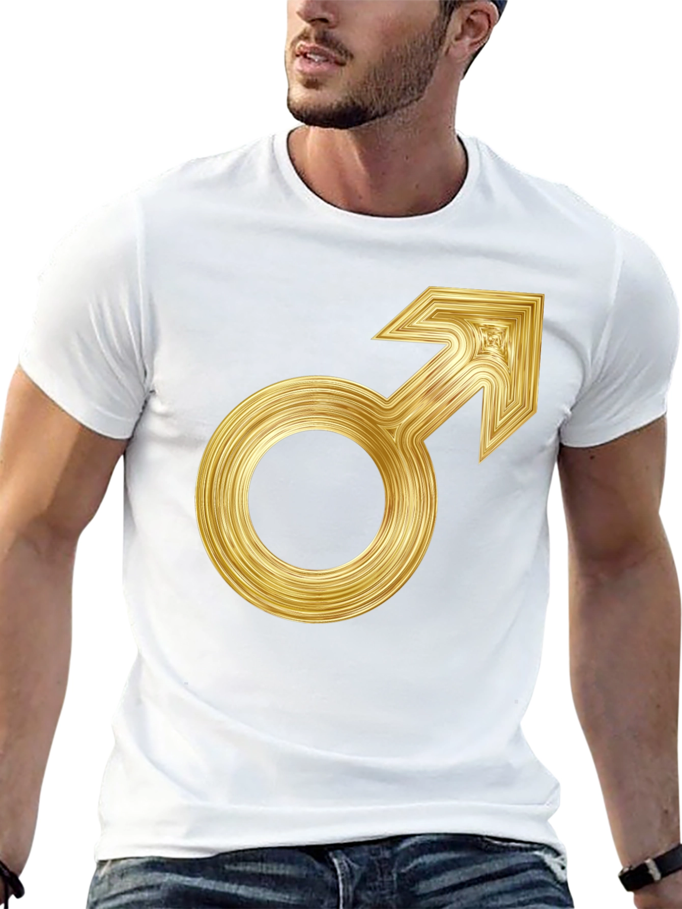 Gold Male Symbol Graphic T-Shirt