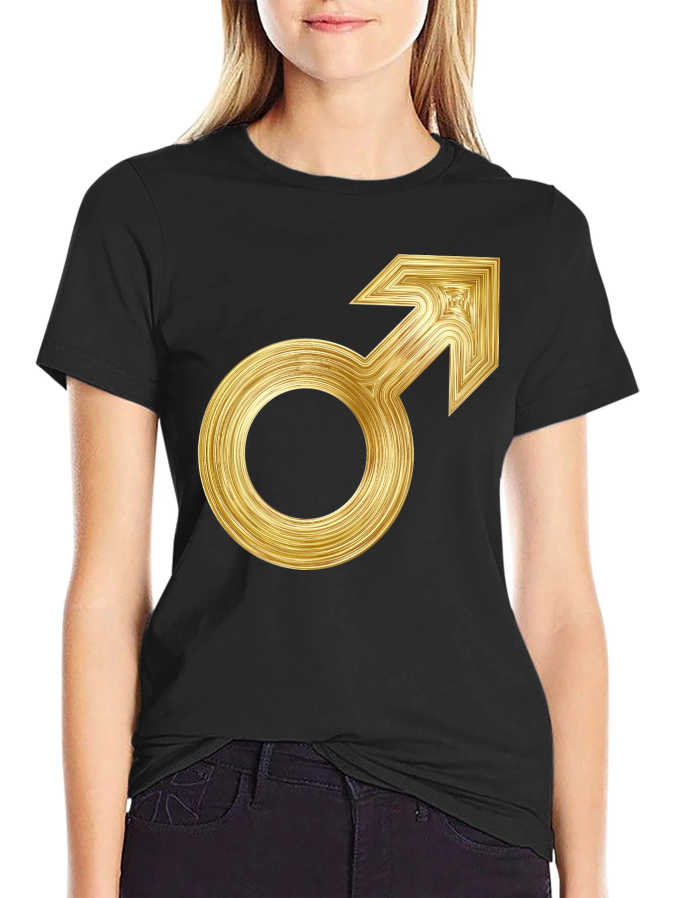 Gold Male Symbol Graphic T-Shirt