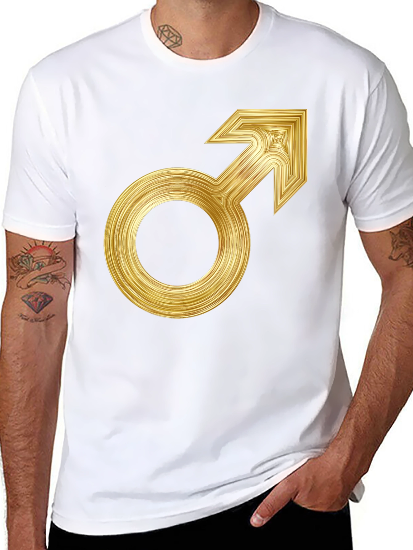 Gold Male Symbol Graphic T-Shirt