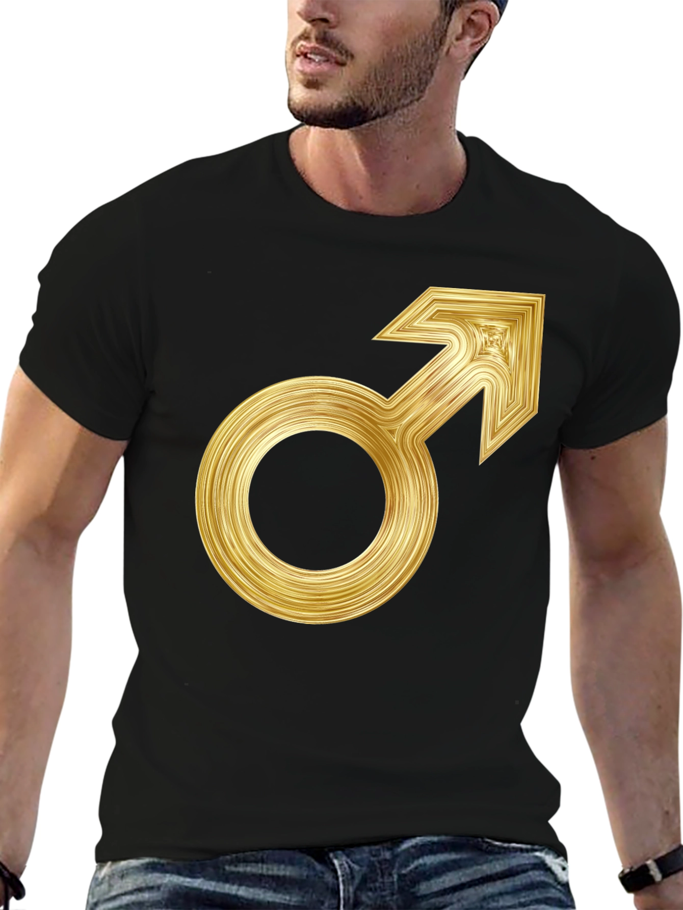 Gold Male Symbol Graphic T-Shirt