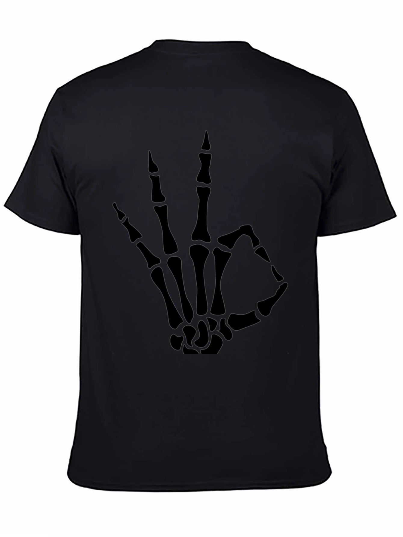 Skeleton Hand OK Sign Graphic Tee - Black