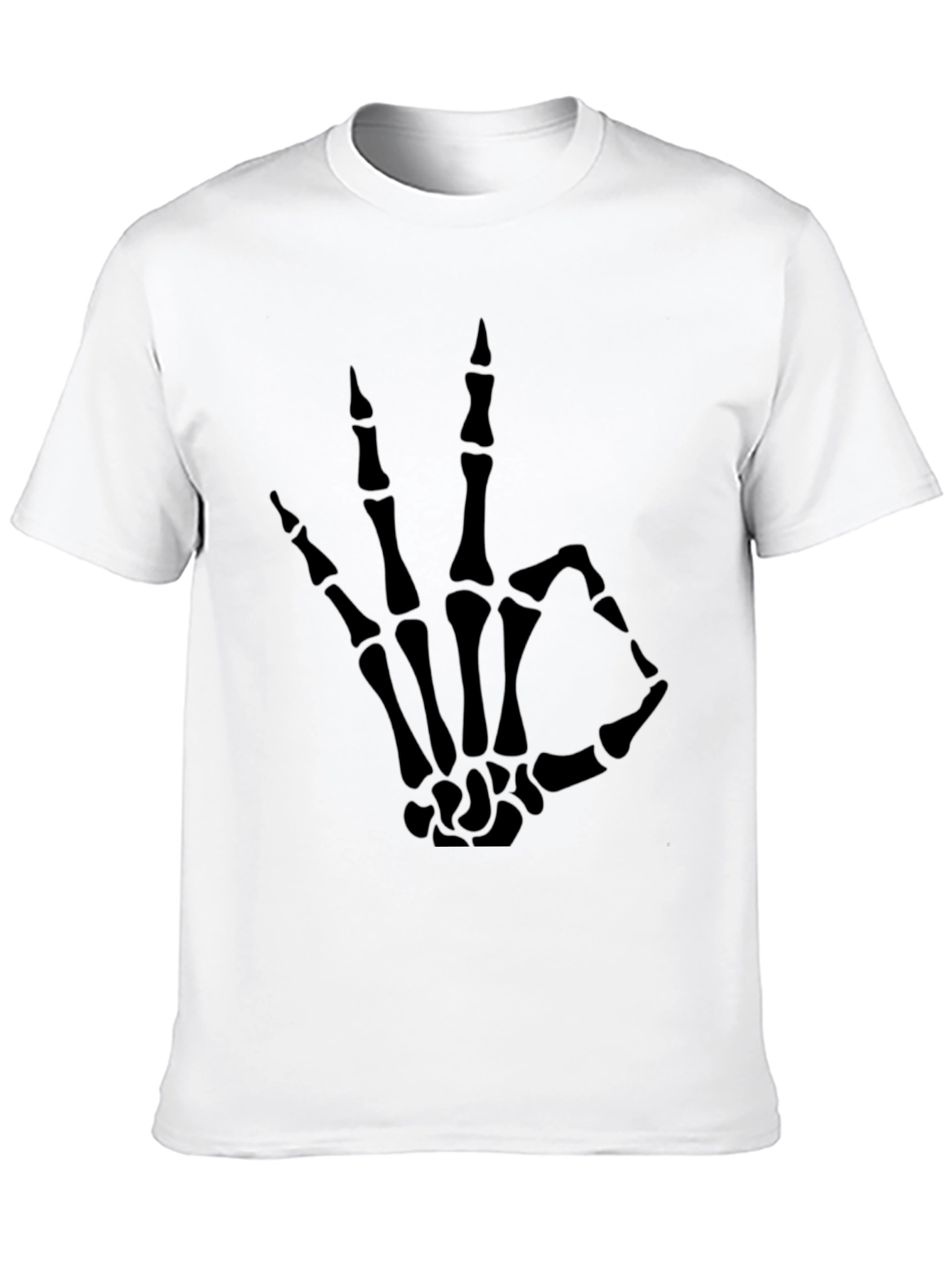 Skeleton Hand OK Sign Graphic Tee - Black