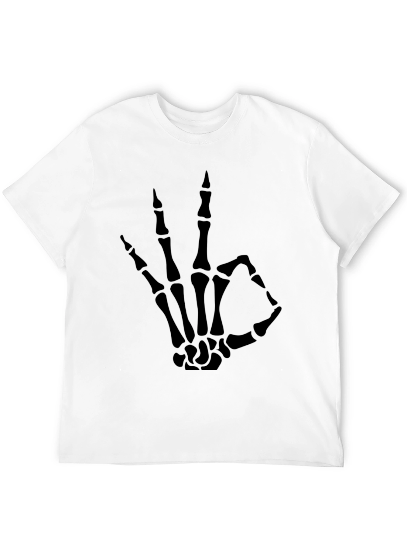 Skeleton Hand OK Sign Graphic Tee - Black
