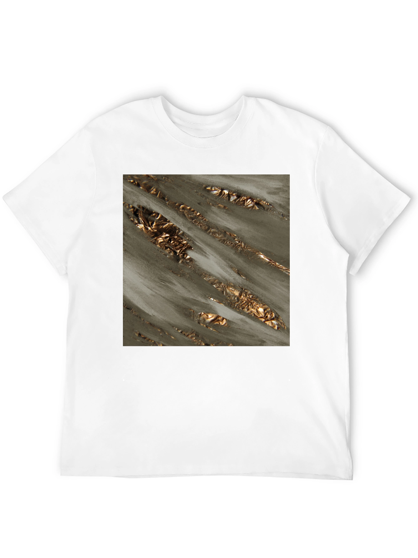 Abstract Gold Foil Art Black T-Shirt
