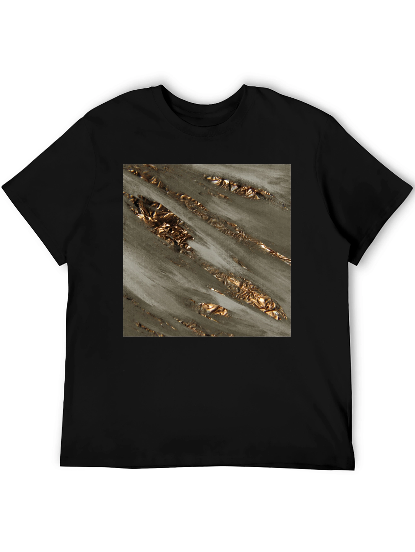 Abstract Gold Foil Art Black T-Shirt