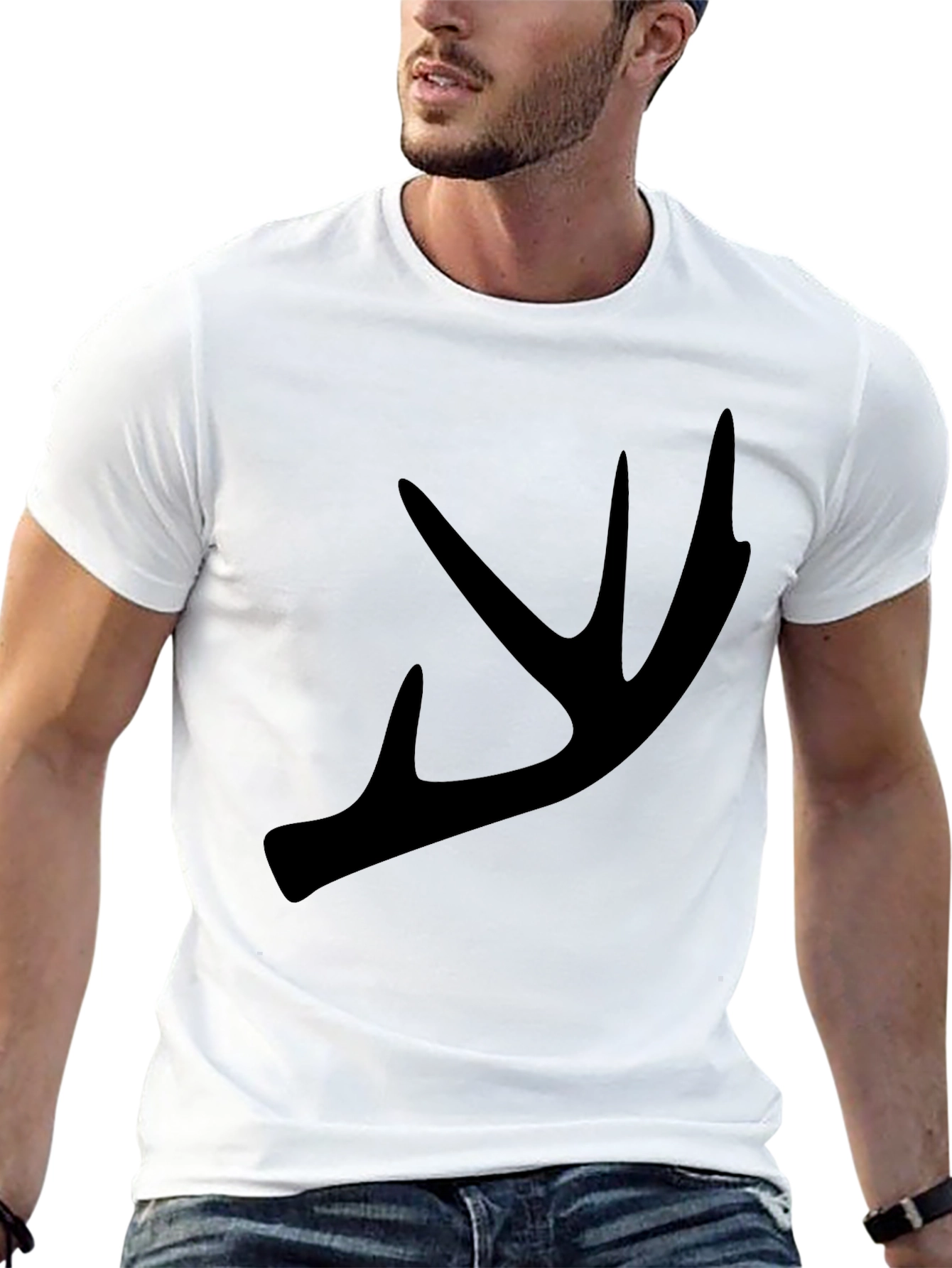Antler Graphic Tee - Black Crew Neck T-Shirt