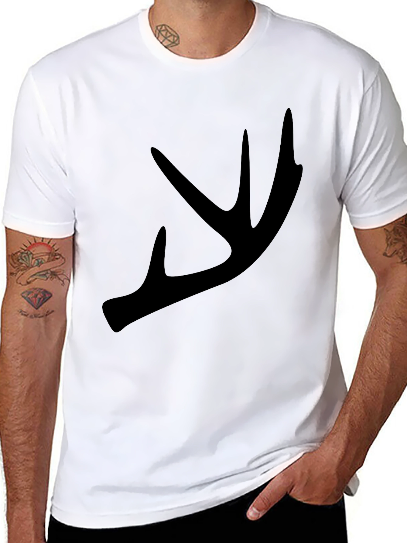 Antler Graphic Tee - Black Crew Neck T-Shirt