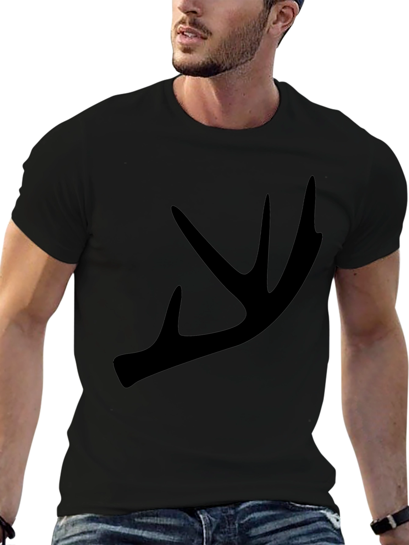 Antler Graphic Tee - Black Crew Neck T-Shirt
