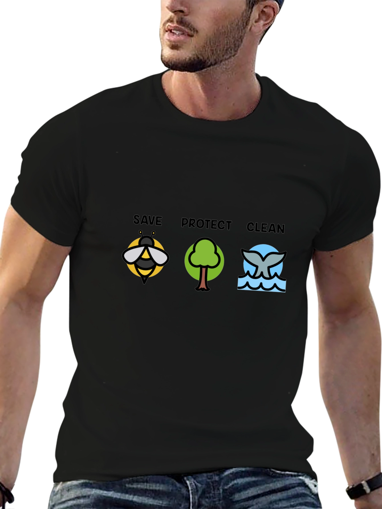 Eco-Friendly T-Shirt: Save Protect Clean Design