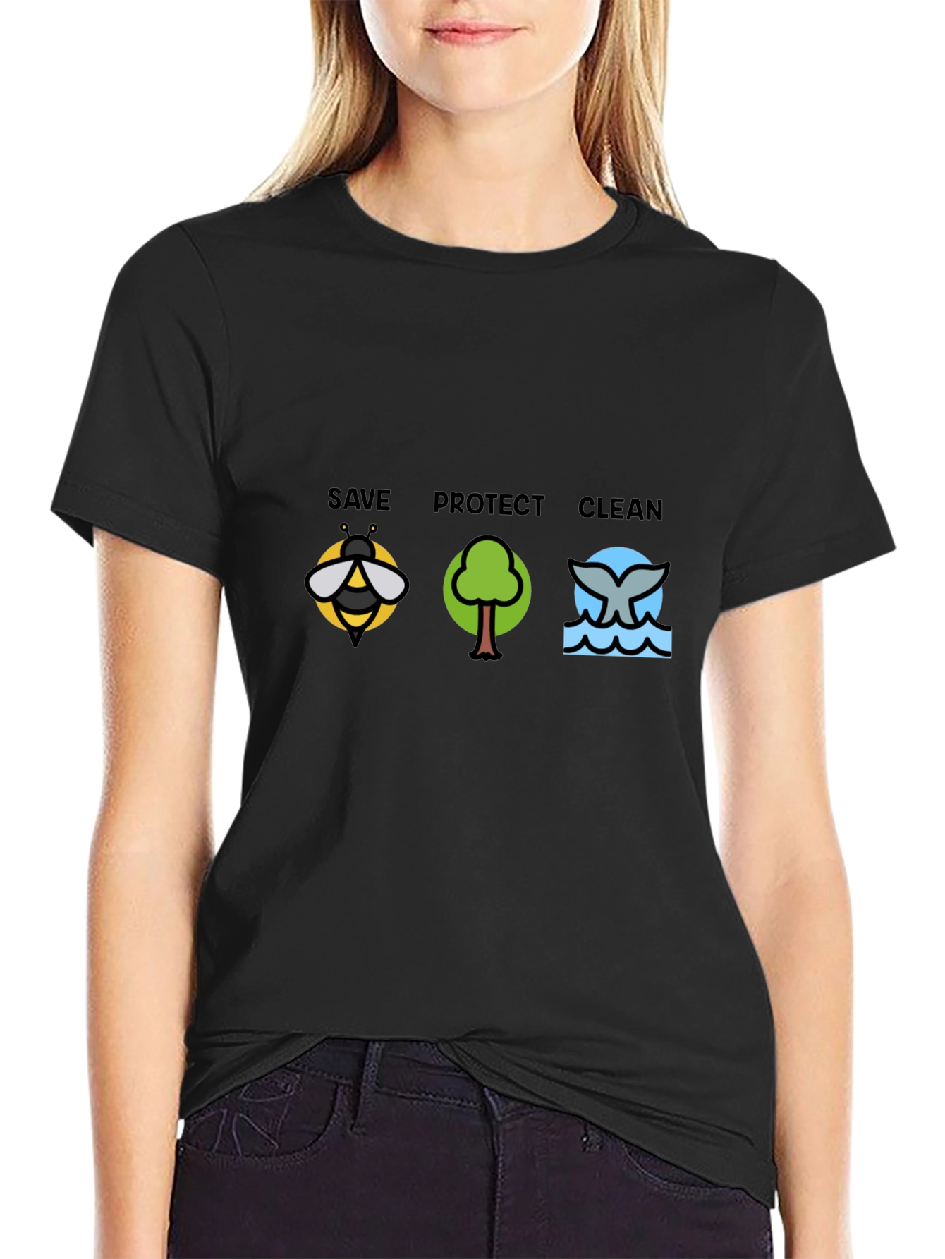 Eco-Friendly T-Shirt: Save Protect Clean Design