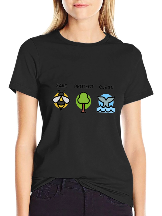 Eco-Friendly T-Shirt: Save Protect Clean Design
