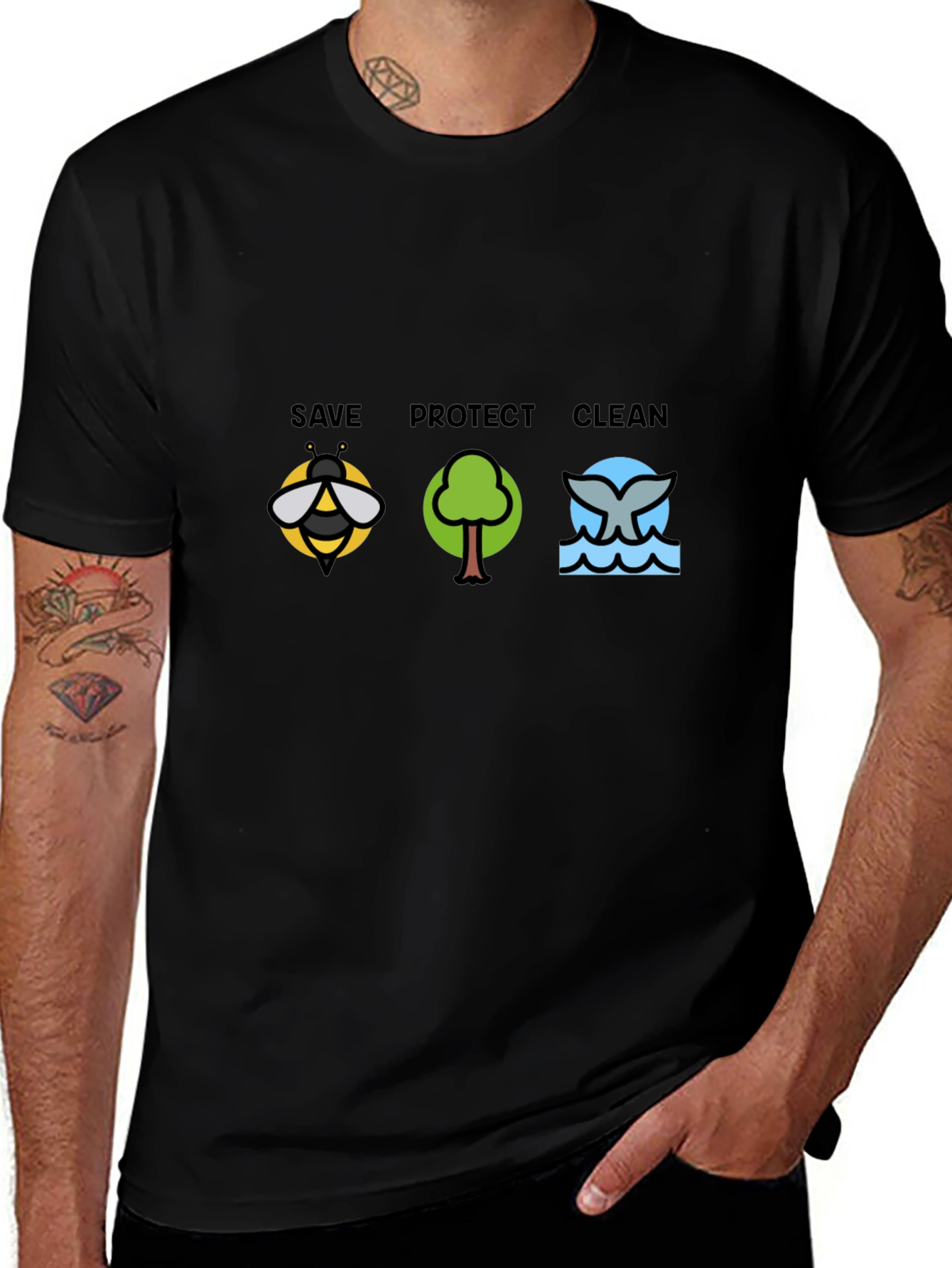 Eco-Friendly T-Shirt: Save Protect Clean Design