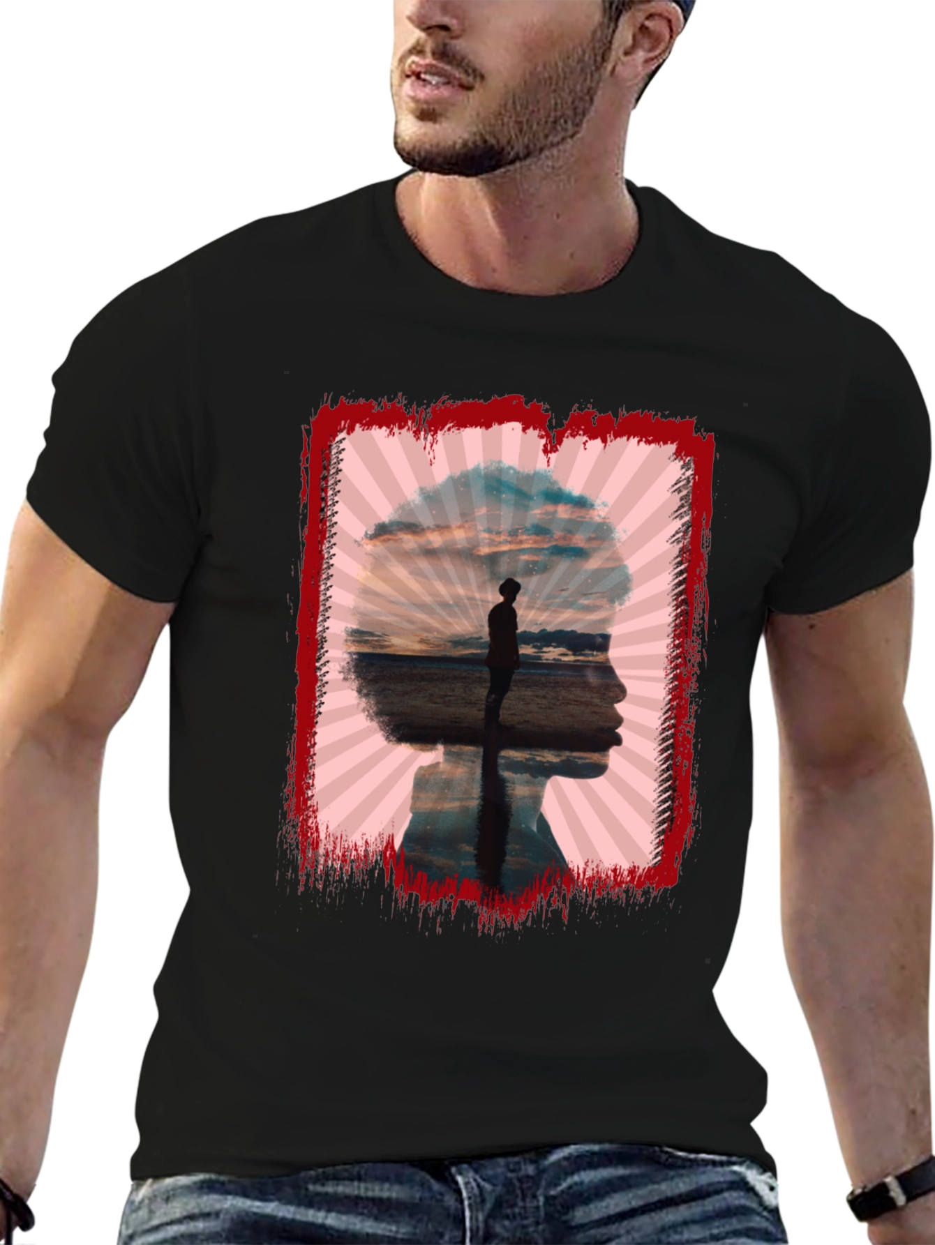 Silhouette Sunset Graphic Tee - Black Casual Shirt