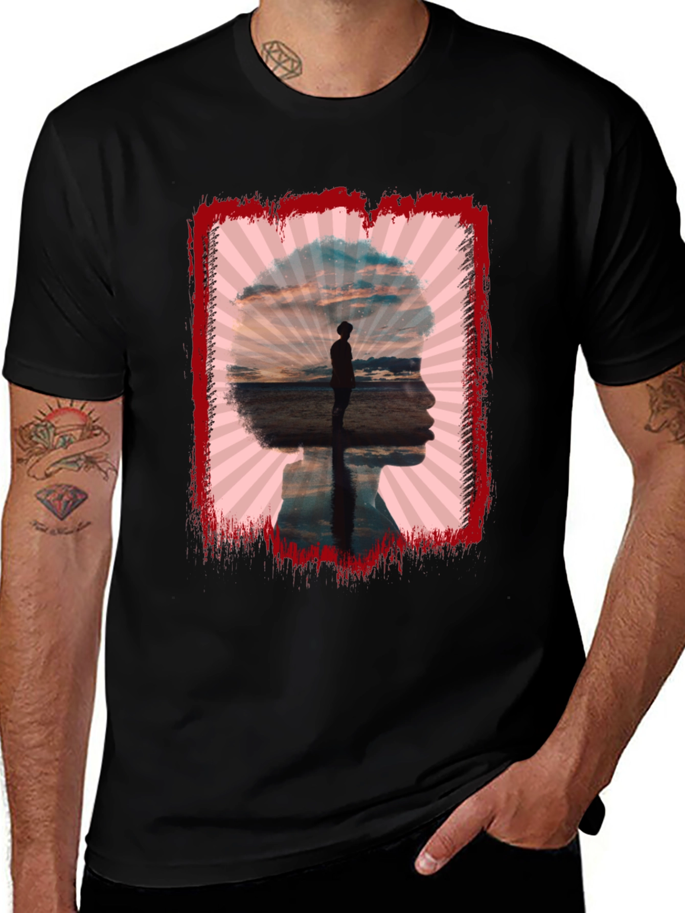 Silhouette Sunset Graphic Tee - Black Casual Shirt