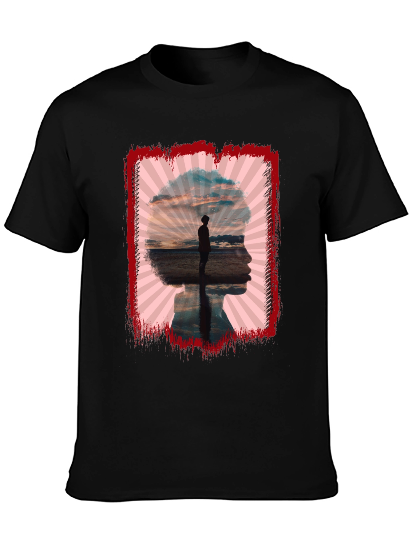 Silhouette Sunset Graphic Tee - Black Casual Shirt