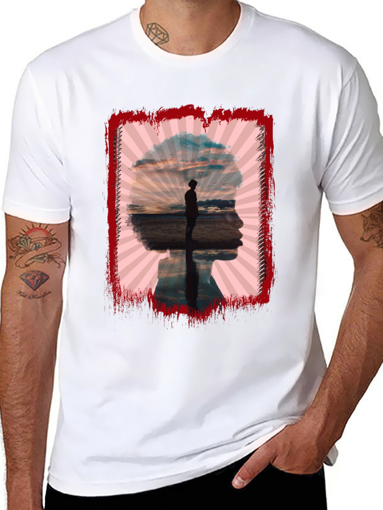 Silhouette Sunset Graphic Tee - Black Casual Shirt