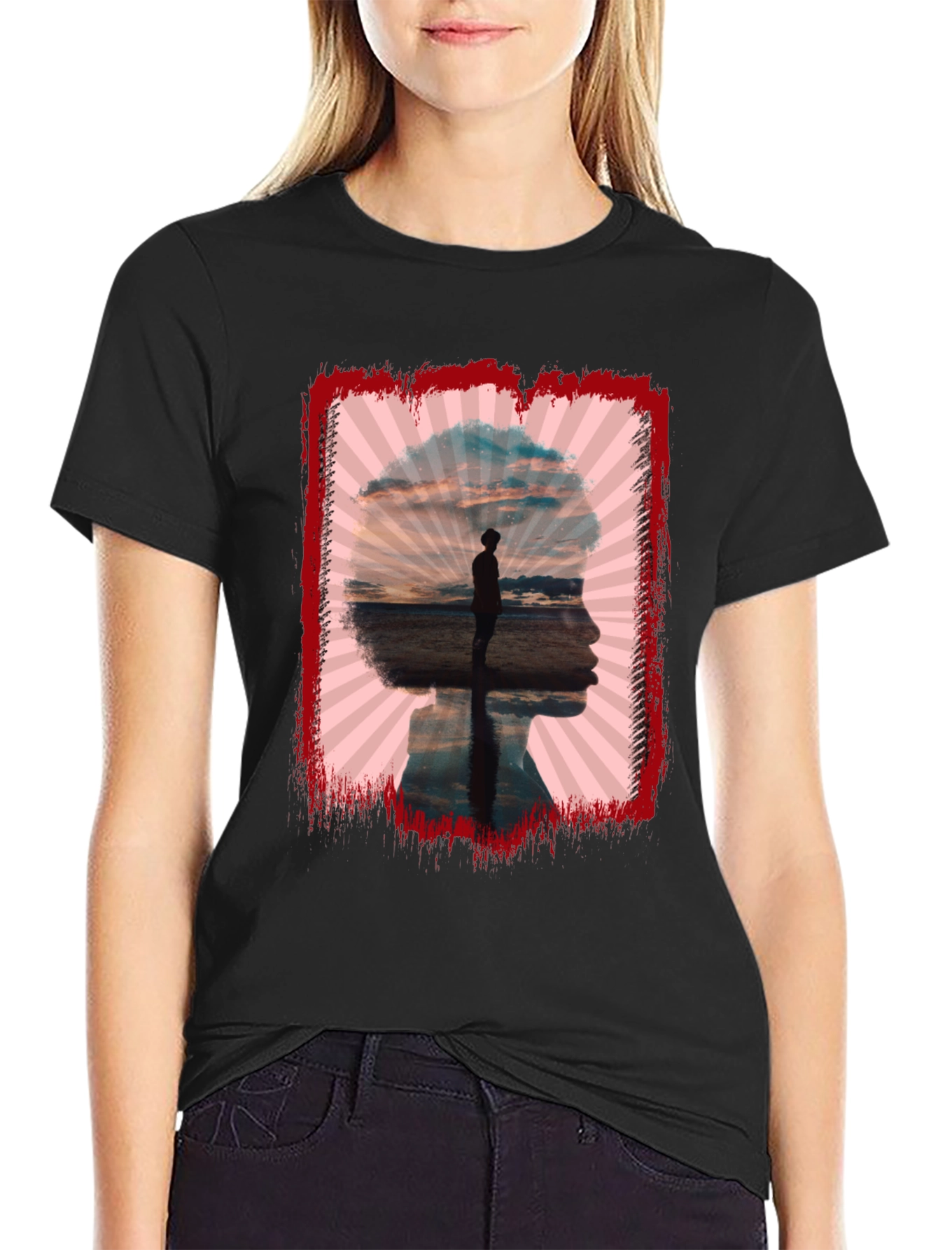 Silhouette Sunset Graphic Tee - Black Casual Shirt