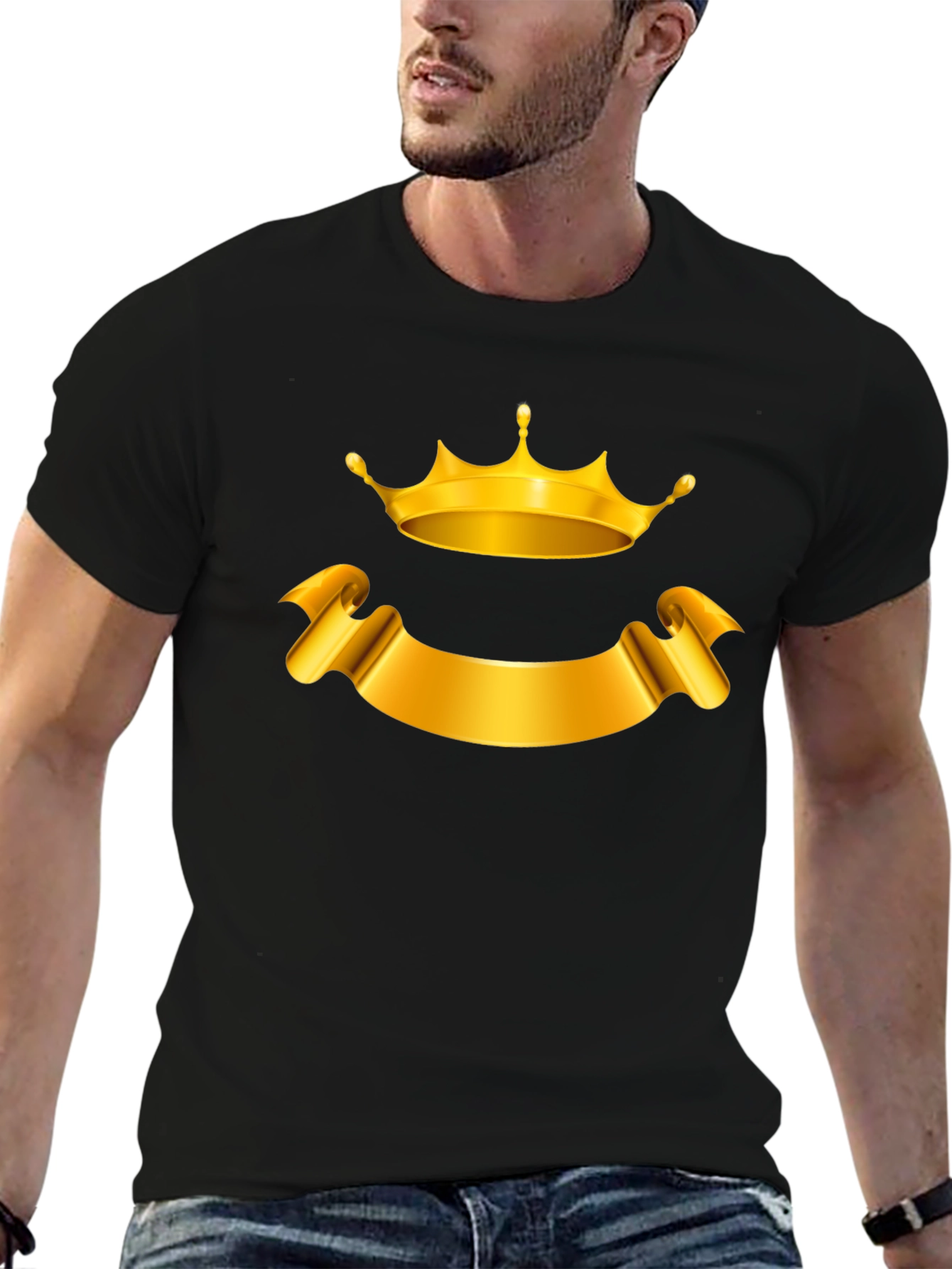 Golden Crown and Banner Black T-Shirt