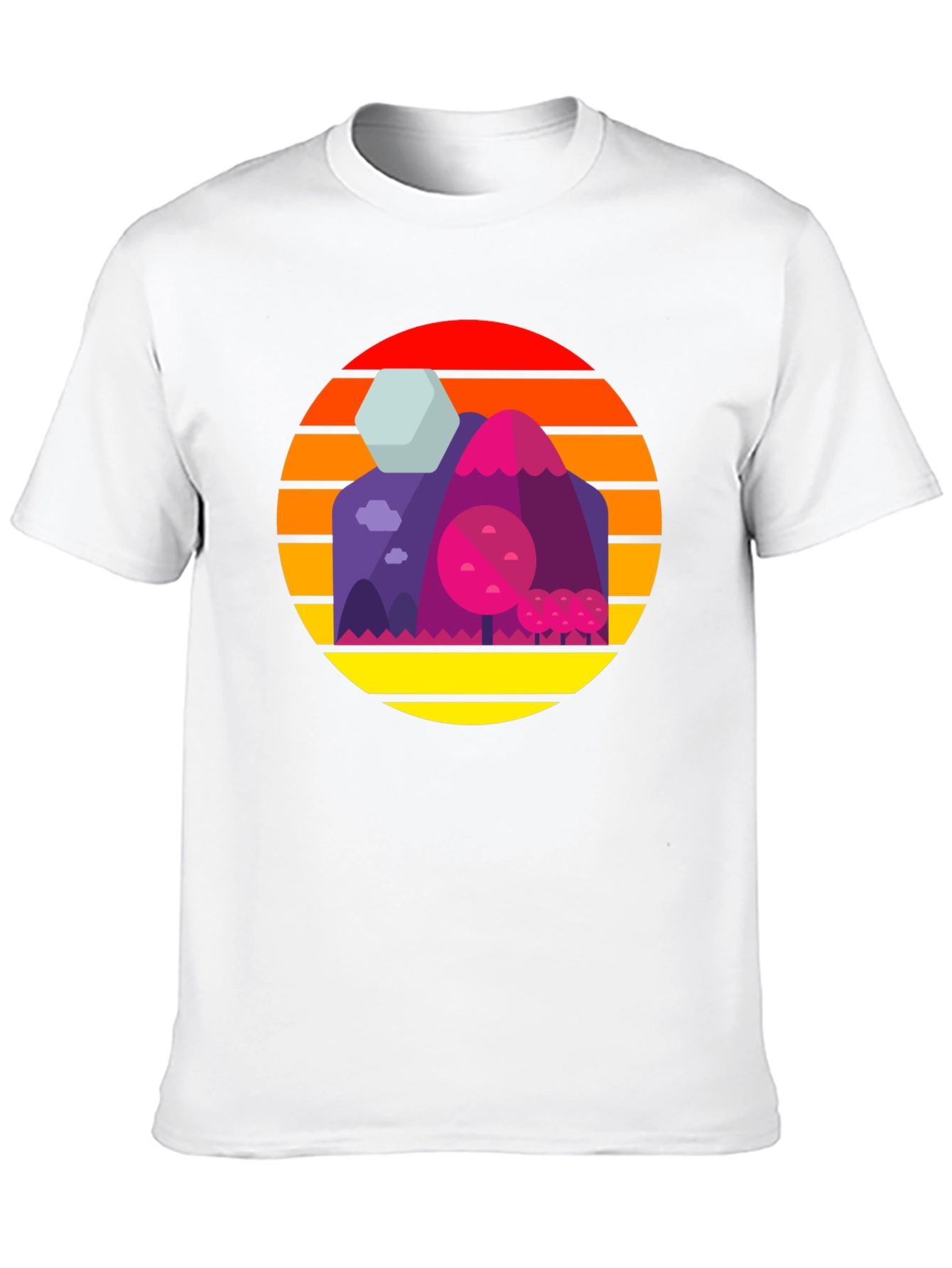 Sunset Mountains Graphic Tee - Retro Style