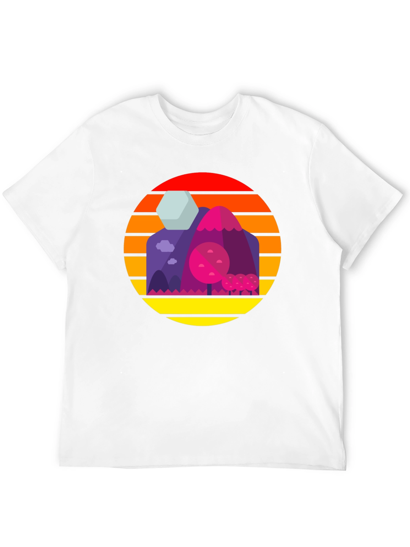 Sunset Mountains Graphic Tee - Retro Style