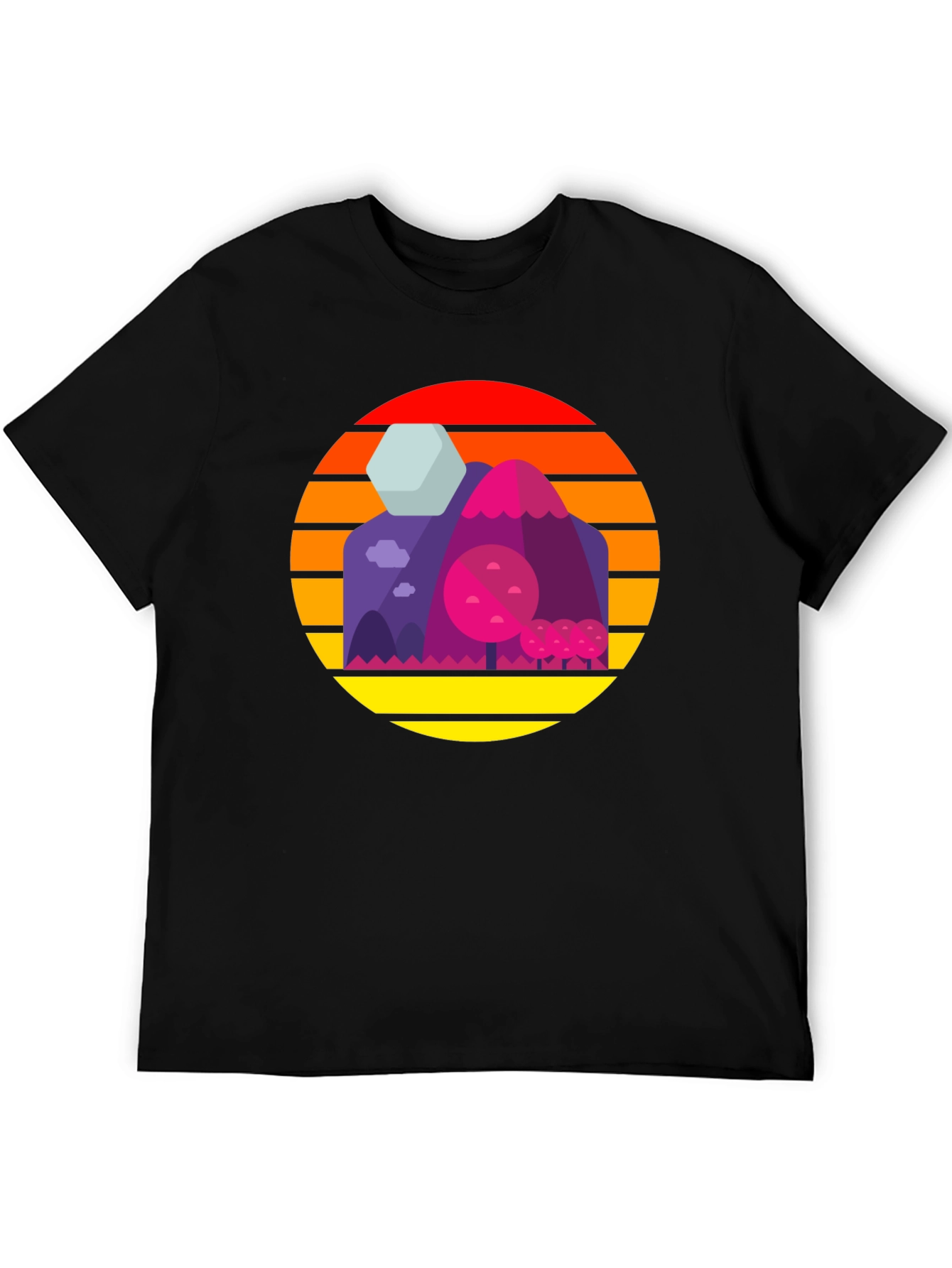 Sunset Mountains Graphic Tee - Retro Style