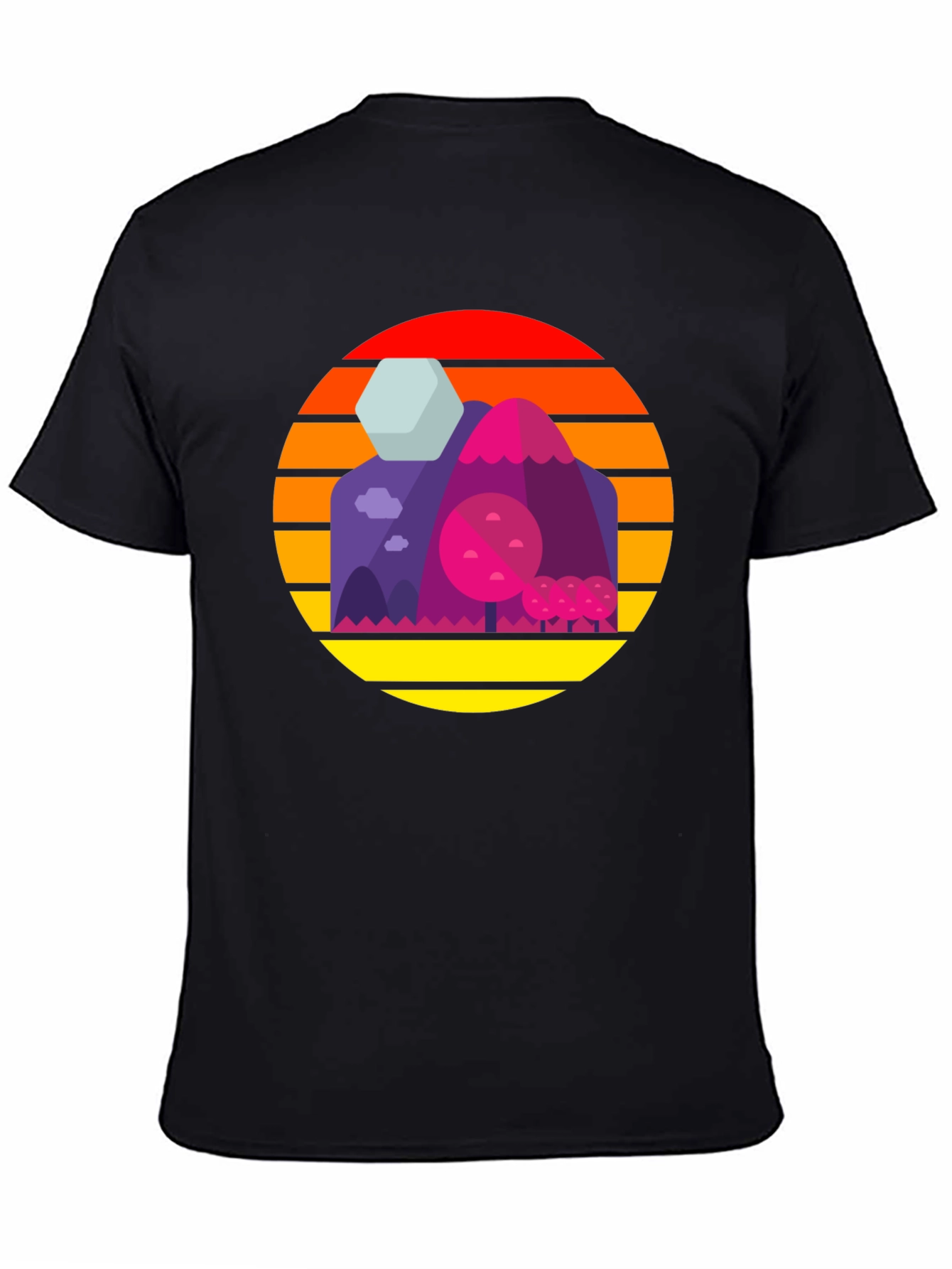 Sunset Mountains Graphic Tee - Retro Style