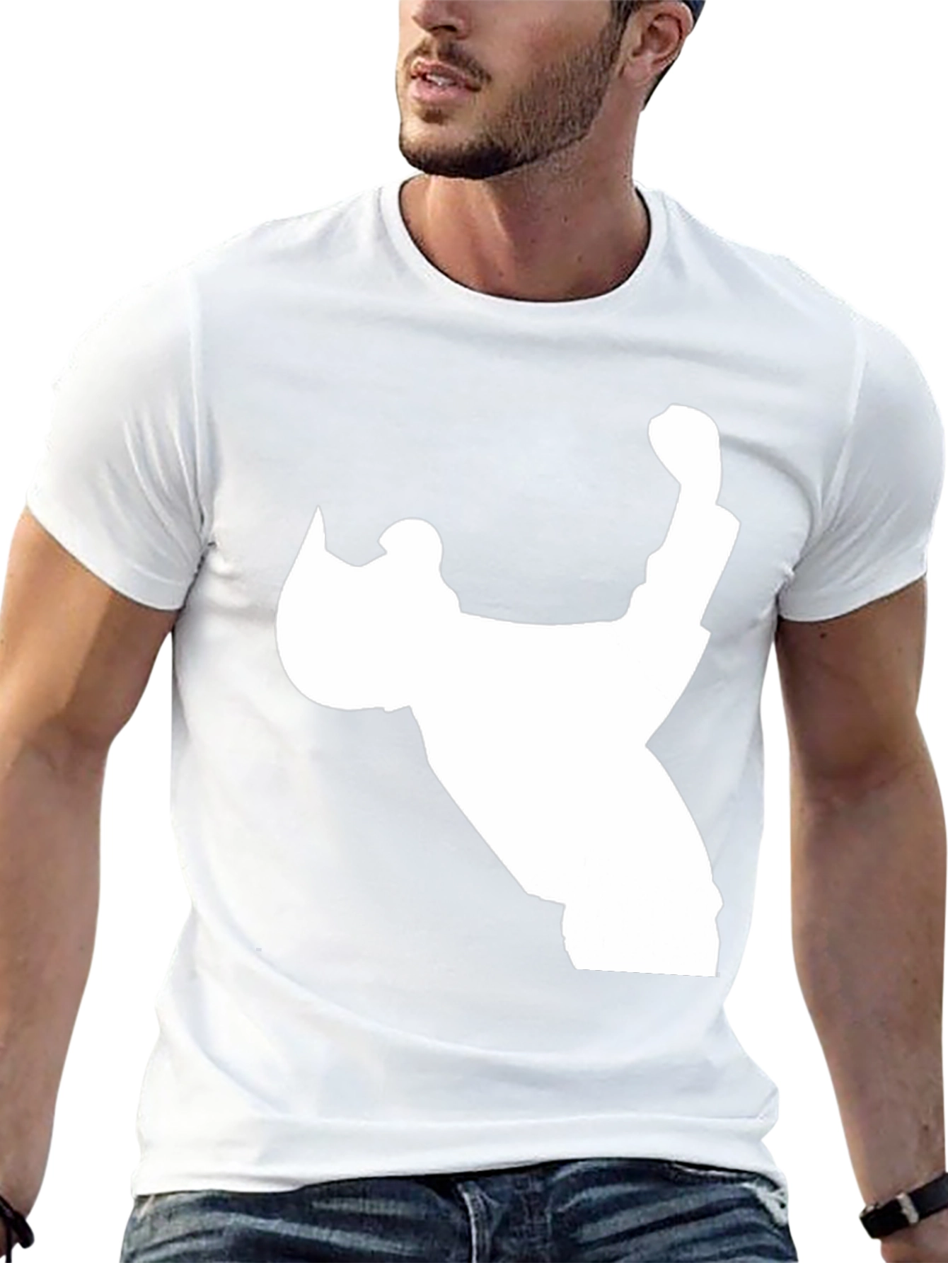Black T-Shirt with White Silhouette Design