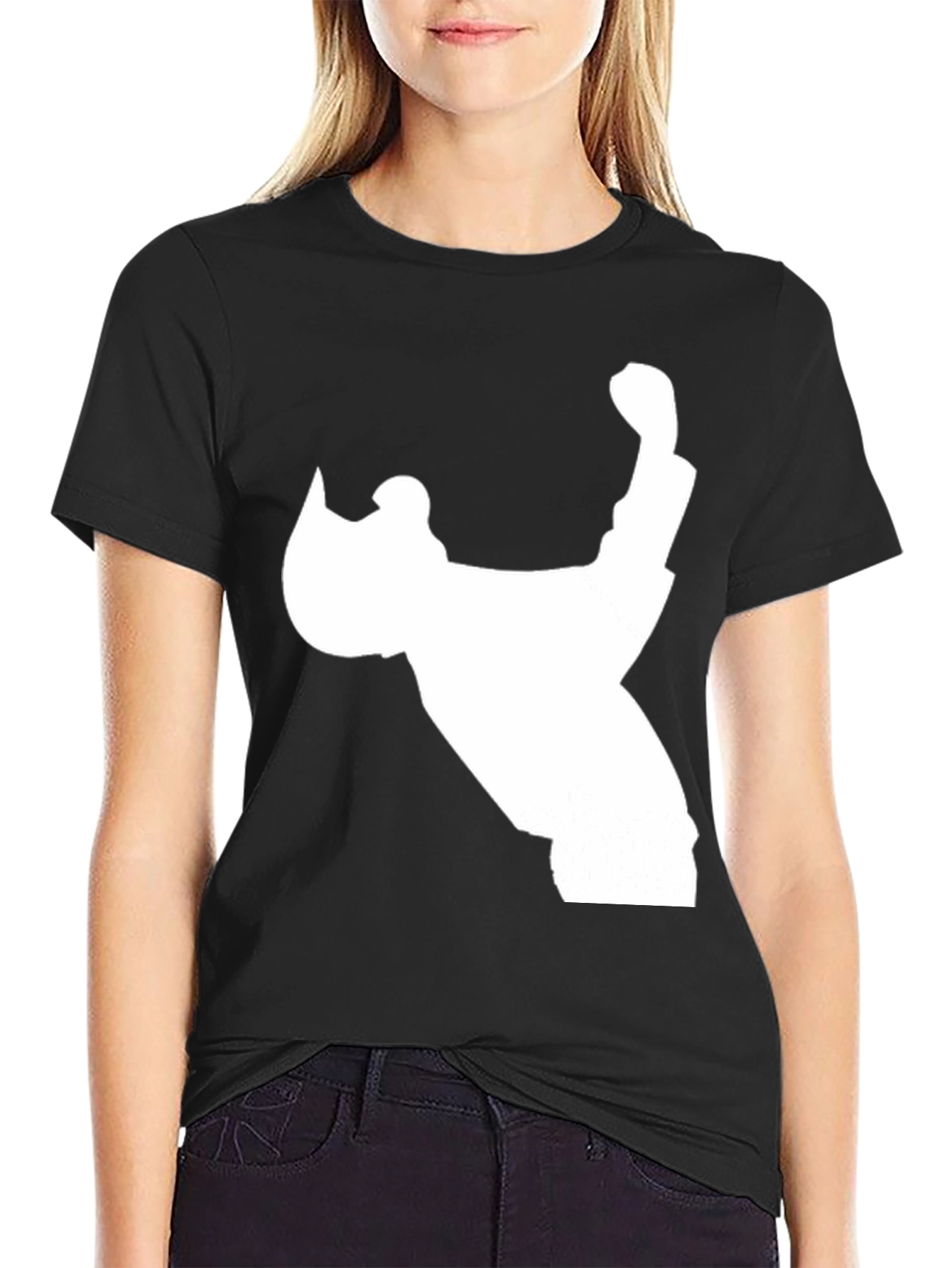 Black T-Shirt with White Silhouette Design