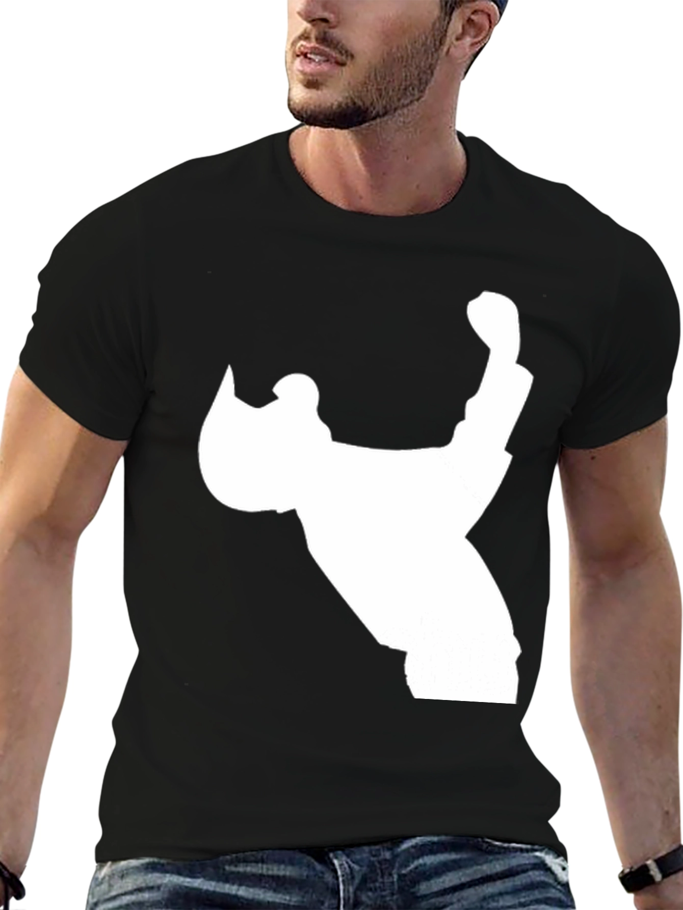Black T-Shirt with White Silhouette Design