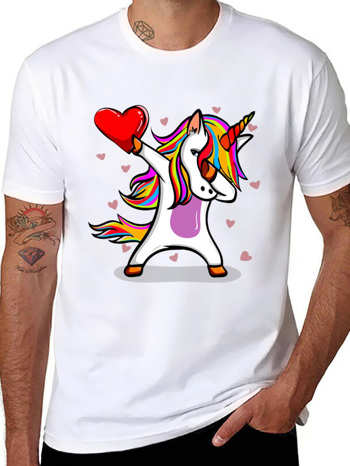 Unicorn Dabbing Heart T-Shirt