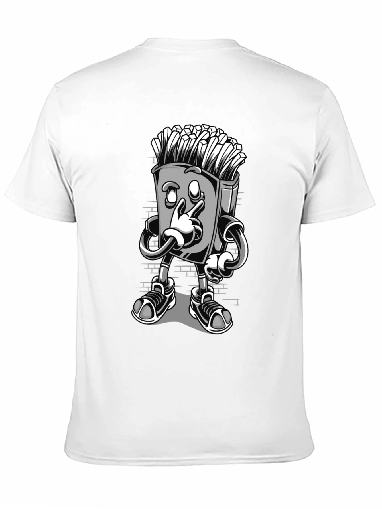 Funny Cartoon Fries Character Graphic T-Shirt