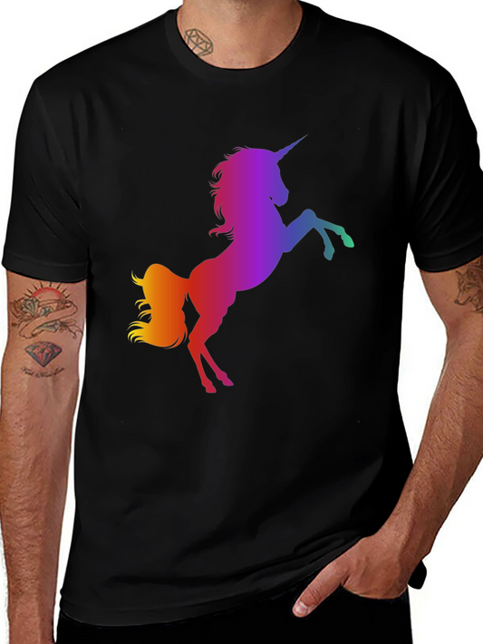 Rainbow Unicorn Graphic Tee - Mens Black T-Shirt