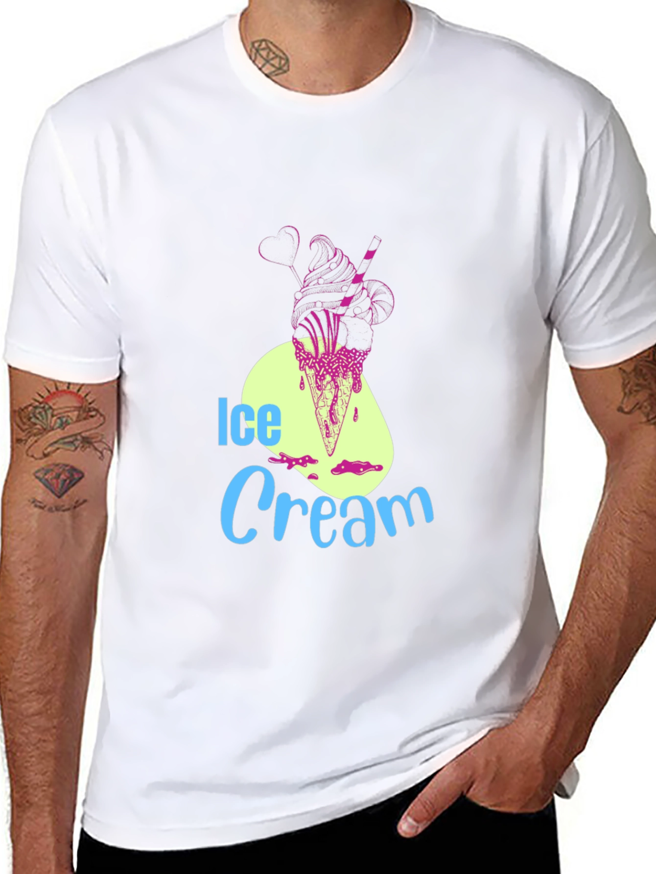 Ice Cream Graphic Tee - Black Cotton Blend