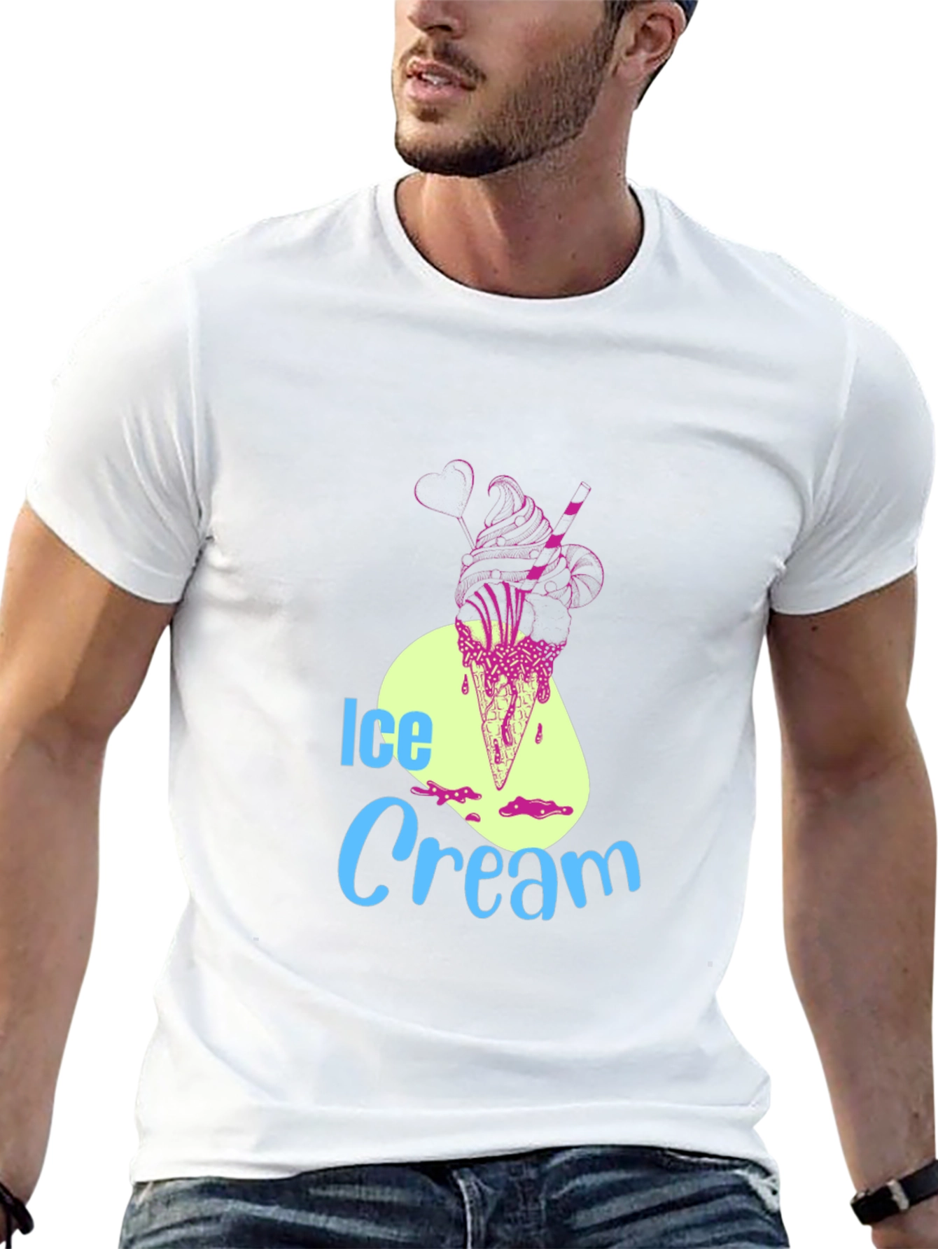 Ice Cream Graphic Tee - Black Cotton Blend