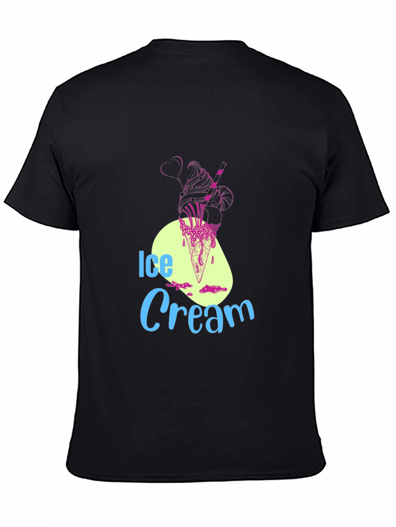 Ice Cream Graphic Tee - Black Cotton Blend