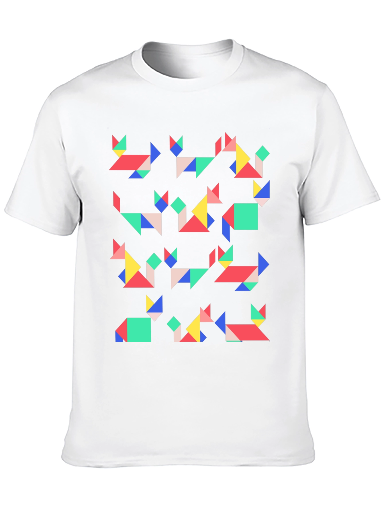Geometric Cats Black T-Shirt | Modern Art Tee