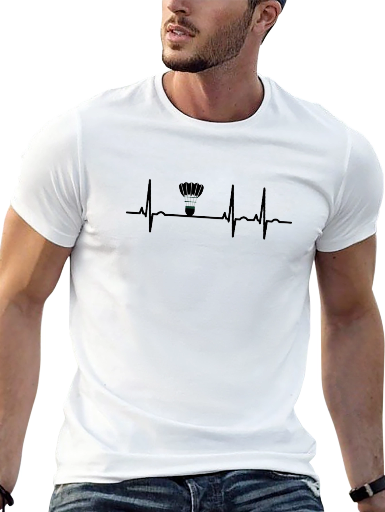 Badminton Heartbeat T-Shirt - Badminton Lover Tee