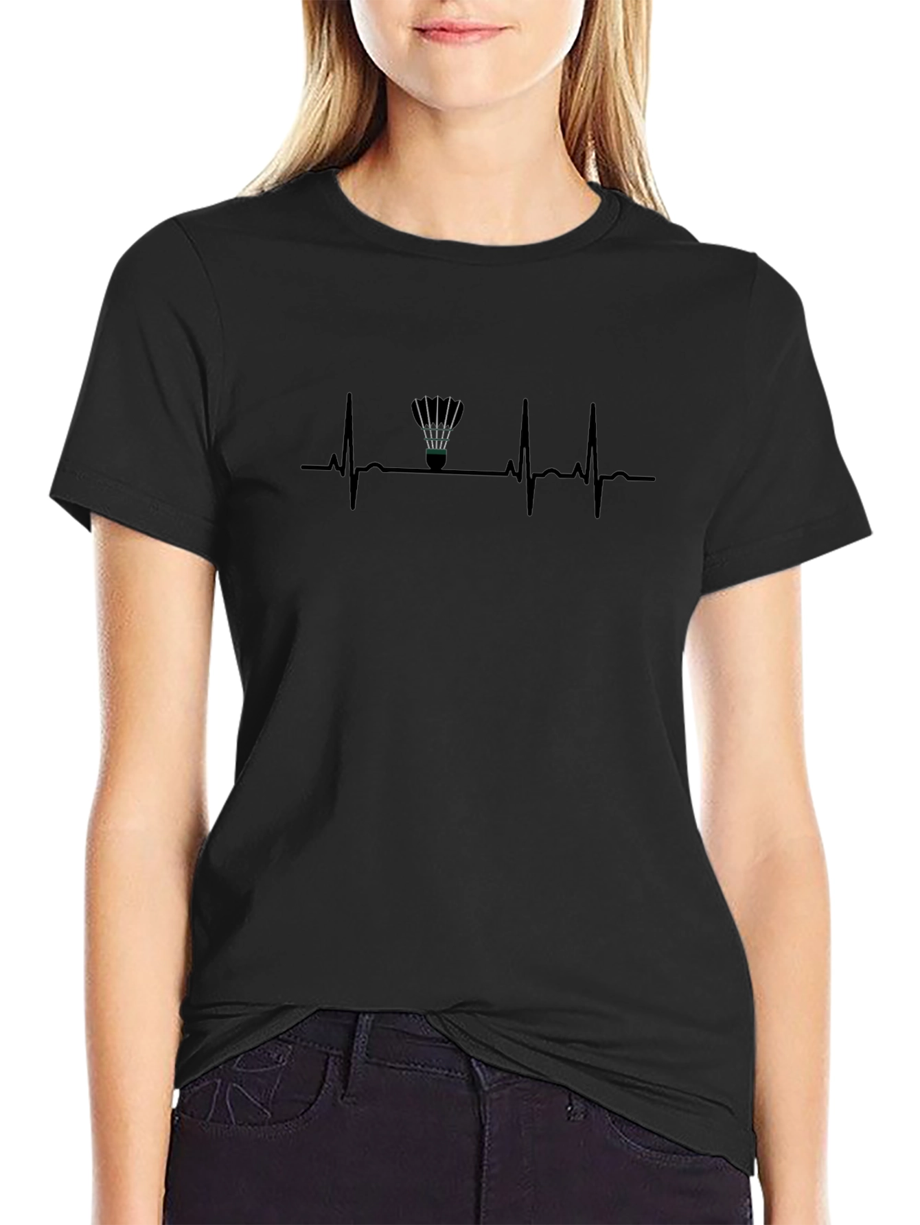 Badminton Heartbeat T-Shirt - Badminton Lover Tee