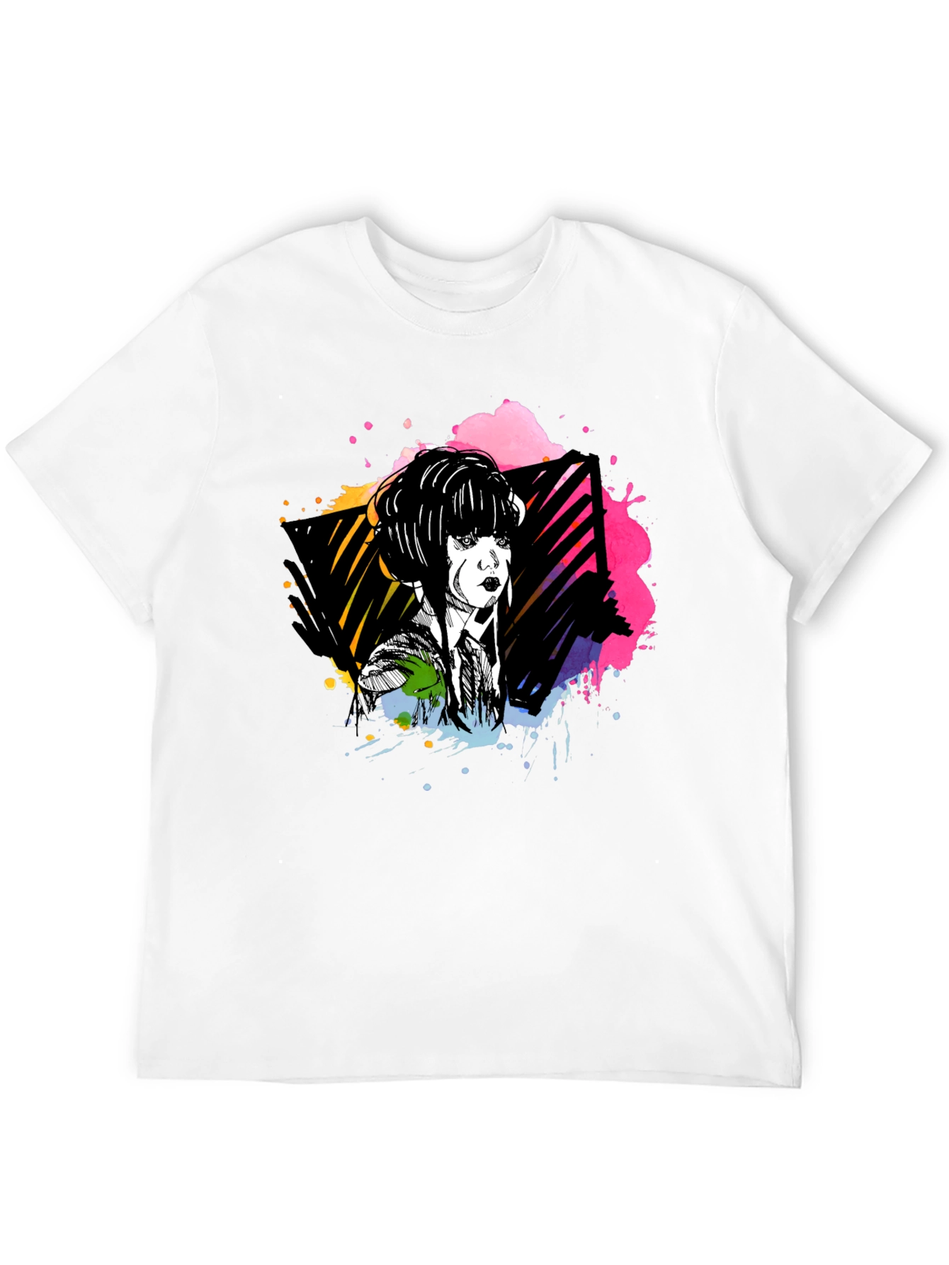 Abstract Woman Graphic Print Black Tee