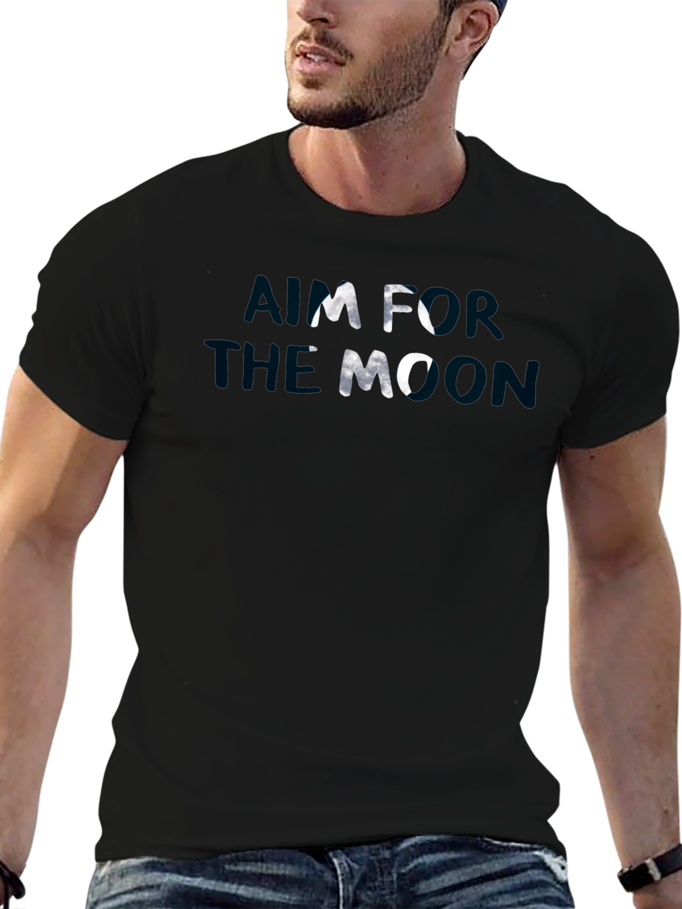 Aim For The Moon Graphic Tee - Black