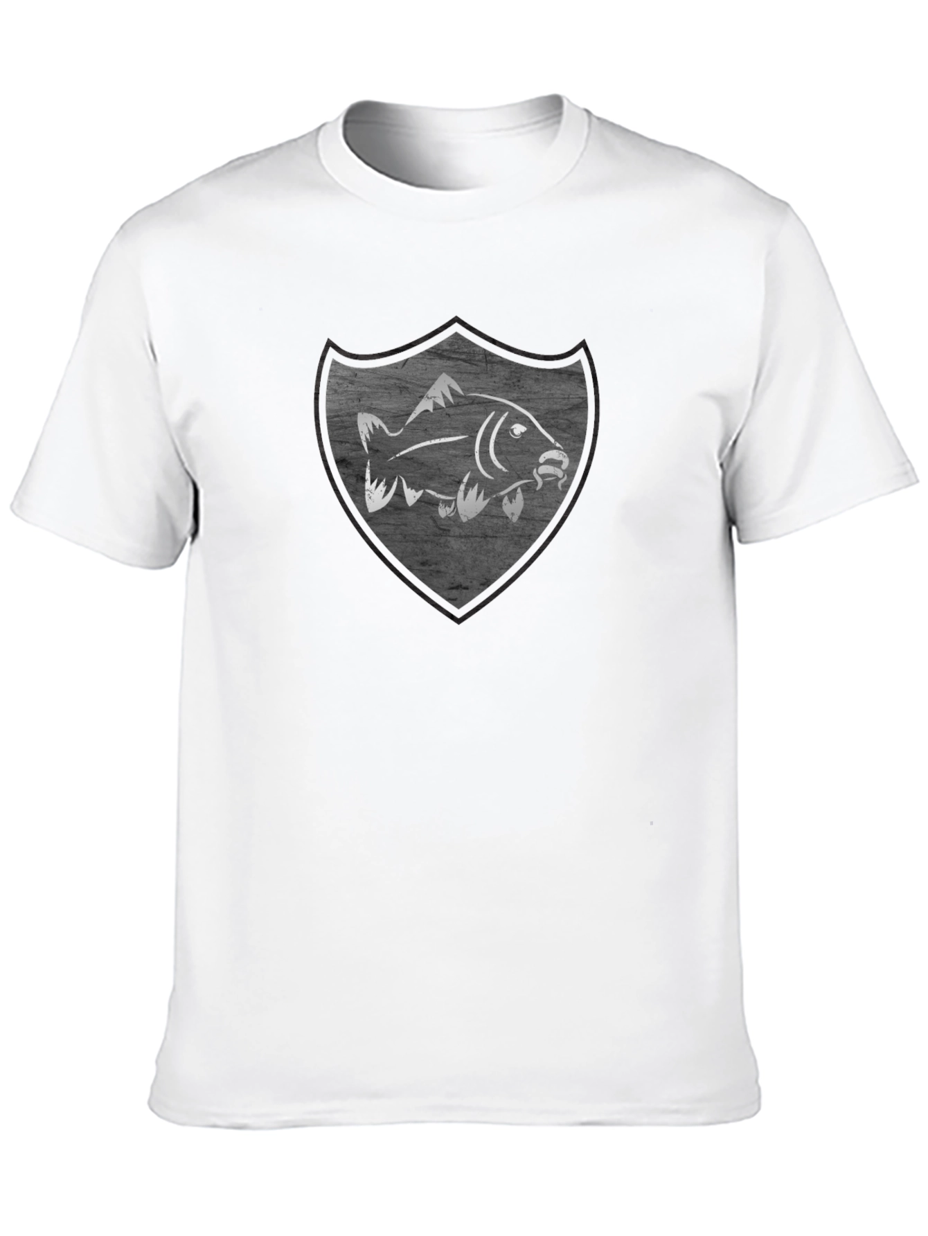 Mens Black T-Shirt with Fish Shield Graphic